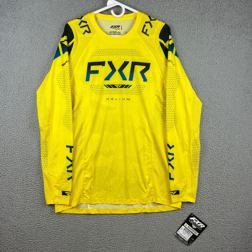FXR Helium MX Motocross Jersey Citron Yellow Black Blue Mens Large breathable